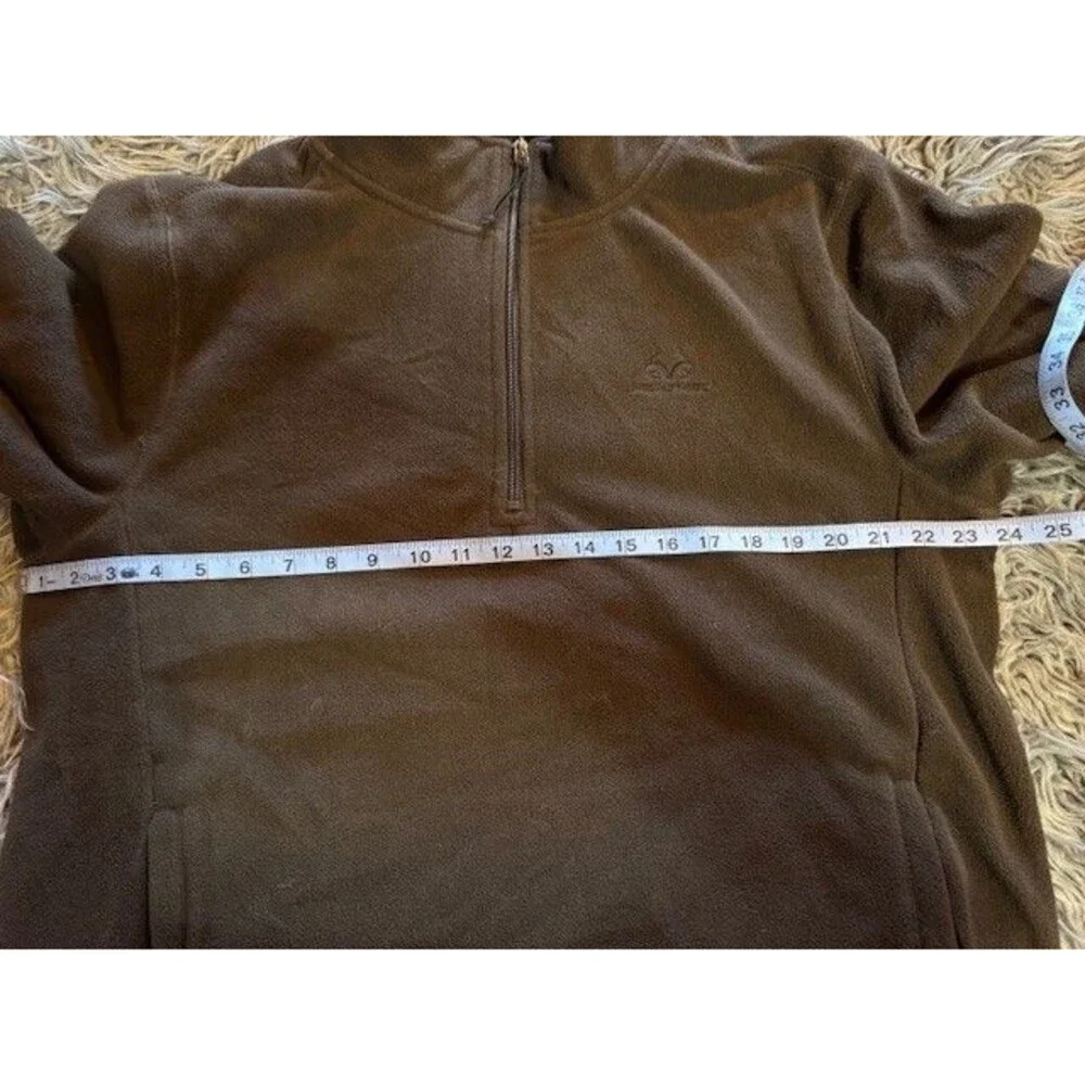 Realtree Pullover Quarter 1/4 Zip Fleece Sweater Sweatshirt Men’s Size LRG Brown - Picture 8 of 11